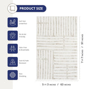 Beige Area Rug - 4' x 6' - Living Room & Bedroom - Abstract Stripe Design - Indoor Use - Easy to Clean by Abani – 4' x 6', Polypropylene, Beige