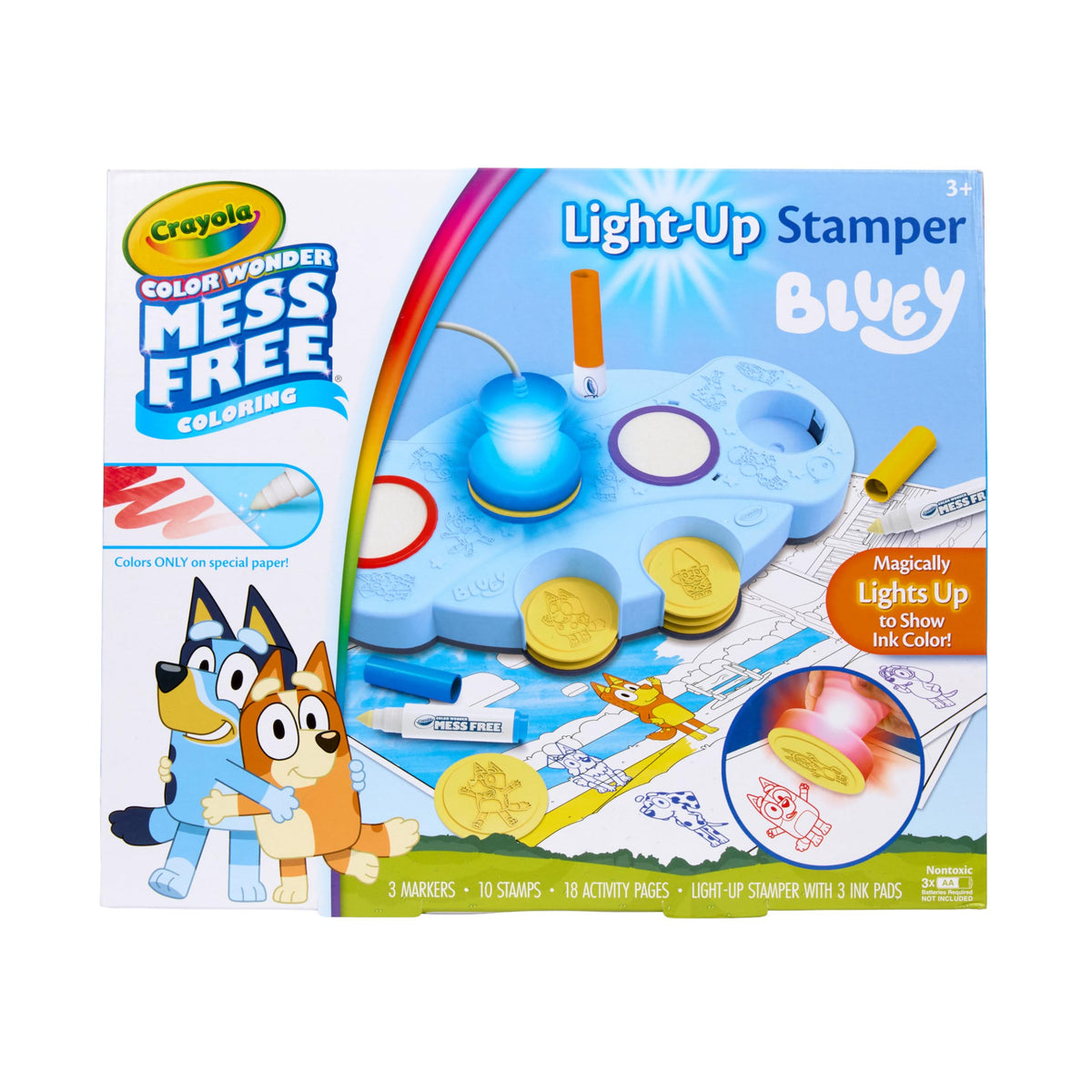 Magic Light Up Bluey Stamper Art Set by Crayola – Compact, Plastic, Blue, Model 750273