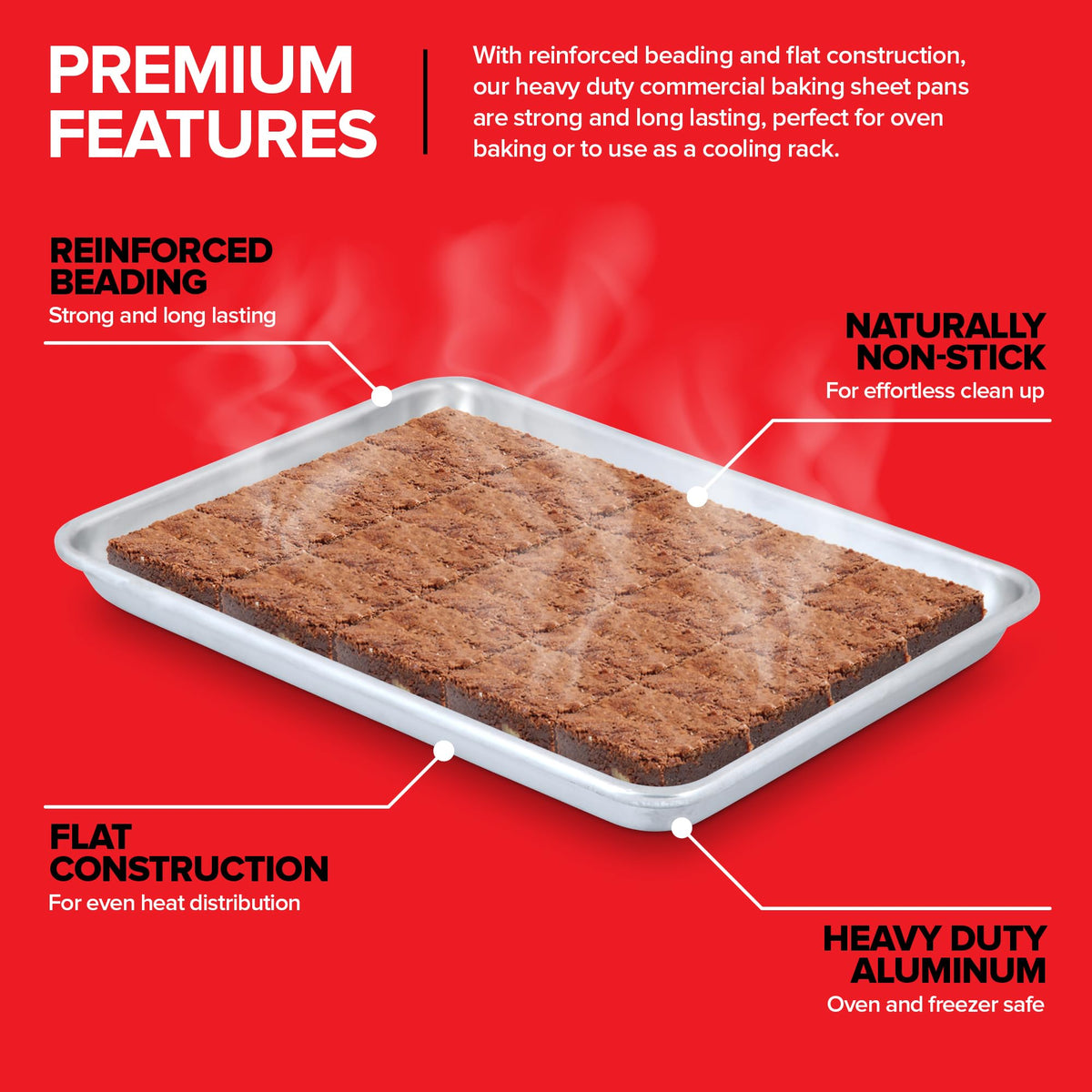 Aluminum 9x13 Baking Sheet Pan (2 Pack) by Stock Your Home – Quarter Sheet, Aluminum, Silver, Pack of 2