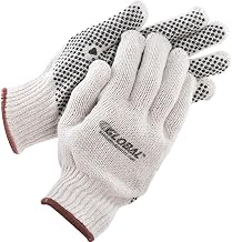 Global Industrial PVC Dot Knit Gloves, Single-Sided, Black, Large, 1-Dozen