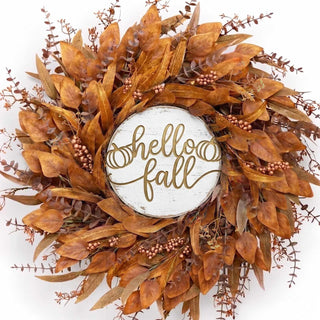 KAI-ROAD Fall Eucalyptus Wreath, 26 Inch, Yellow