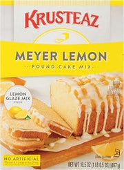 Krusteaz Meyer Lemon Pound Cake Mix with Lemon Glaze, No Artificial Flavors or Preservatives, Bakery Style Dessert and Loaf Cake Mix, 16.5 Ounce (Pack of 4)