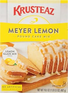 Krusteaz Meyer Lemon Pound Cake Mix with Lemon Glaze, No Artificial Flavors or Preservatives, Bakery Style Dessert and Loaf Cake Mix, 16.5 Ounce (Pack of 4)