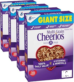 Multi Grain Cheerios, Heart Healthy Breakfast Cereal, Gluten Free, Giant Size, 20.6 oz (Pack of 4)