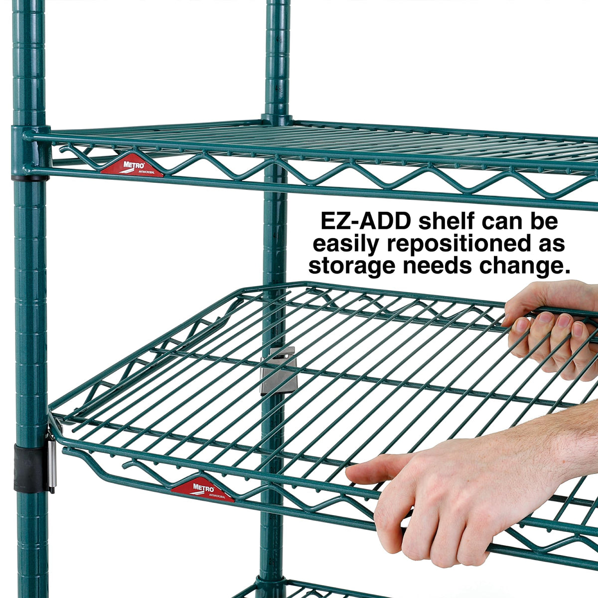 Super Erecta 5-Shelf Metroseal Wire Shelving Bundle - Includes 4-Tier Green Epoxy with Microban Shelving Unit and 1 EZ-ADD Shelf - 24" W x 48" L x 74.5" H - for Restaurants – 24"