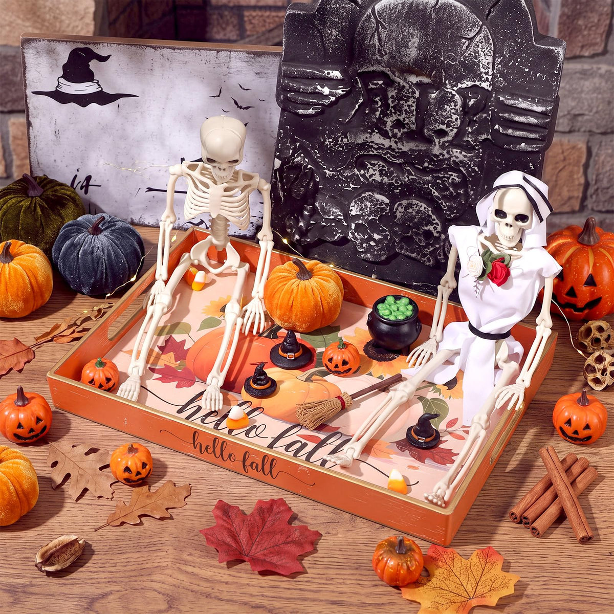 Tiangrid Autumn Serving Tray, Acrylic Rectangle with Handles, Orange