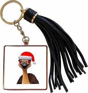 3dRose Santas Aussie Helper - Cute Christmas Emu Tassel Key Chain
