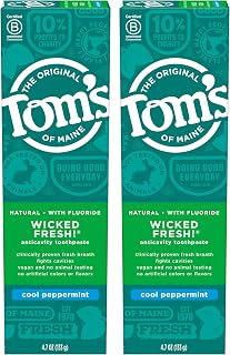 Tom's of Maine Natural Wicked Fresh! Fluoride Toothpaste, Cool Peppermint, 4.7 oz. 2-Pack