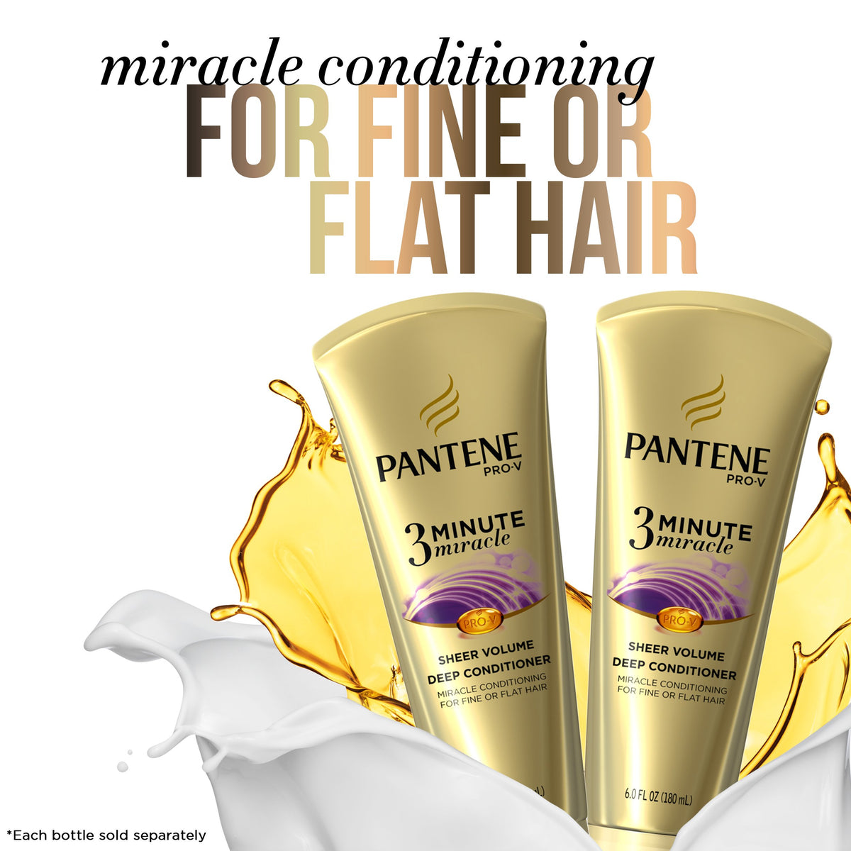 Pantene 3 Minute Miracle Conditioner 8 FL OZ / 8 Fl Oz (Pack of 1) / Sheer Volume 3 Minute Miracle Deep Cond Conditioners