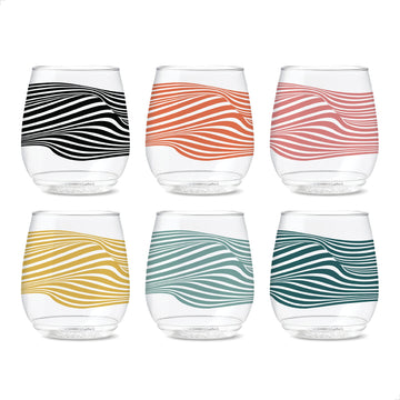 POP 14oz Vino Designer Series - Lines by TOSSWARE – Vino, 14 fluid_ounces, Plastic, Lines 1, Pack of 6