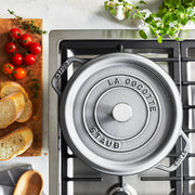 Cast Iron Round Dutch Oven by STAUB – 4-qt Round, 3.9 quarts, Cast Iron, Graphite Grey, Model 40500-246