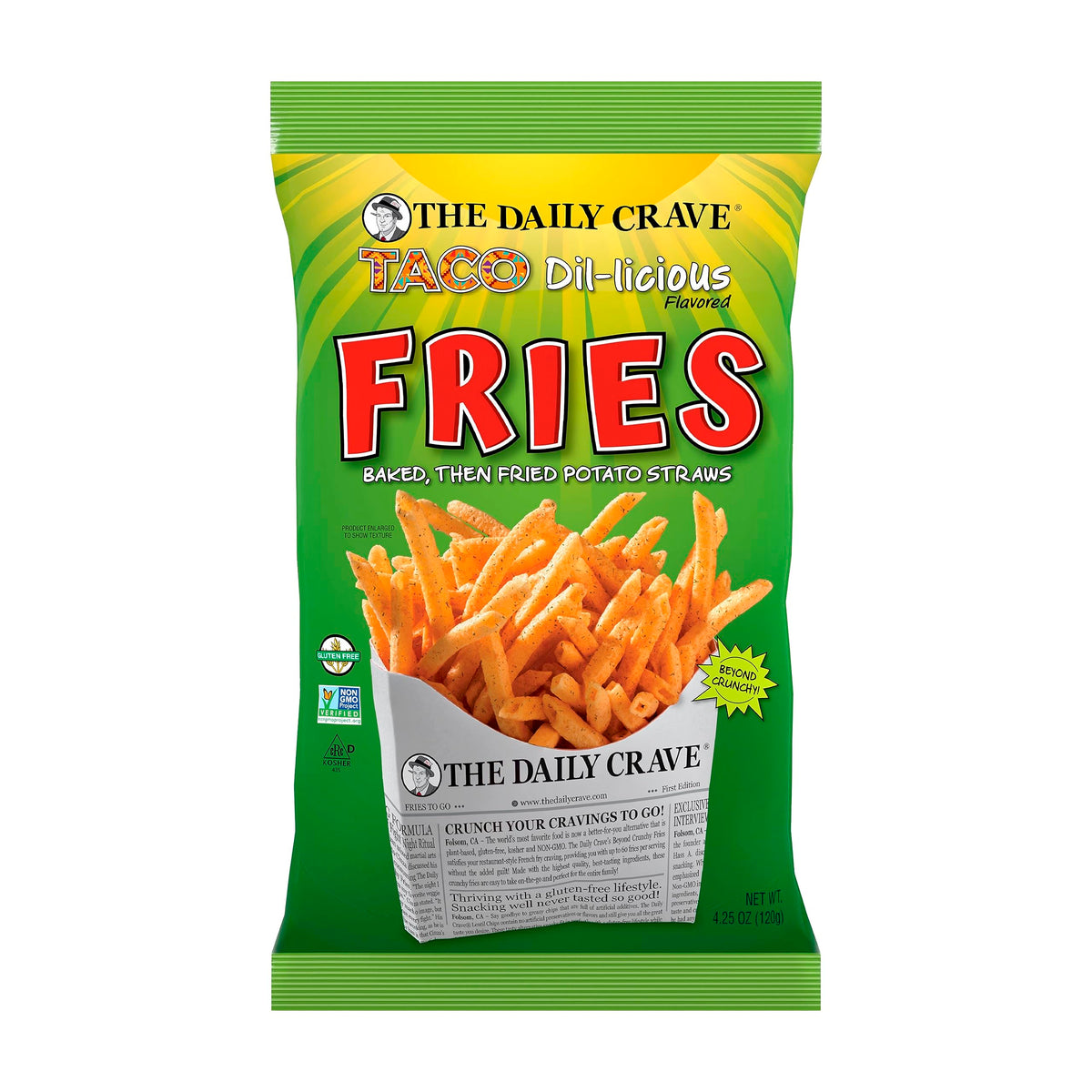 The Daily Crave TACO Dil-licious Fries / 4.25 Ounce (Pack of 8) / 1 Puffed Snacks