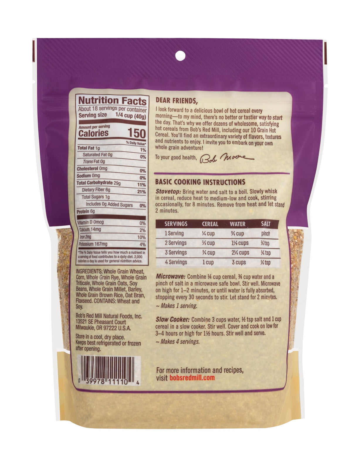 10 Grain Hot Cereal by Bob's Red Mill – 25 Ounce (Pack of 4), Pack of 4, Model 1195C254