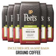 Ground Coffee Dark Roast by Peet's Coffee – 10.5 Ounce (Pack of 6), Decaf House Blend, Pack of 6, Model Decaf Ground Coffee