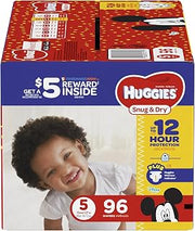 HUGGIES Snug & Dry Diapers, Size 5, 96 Count, GIGA JR Pack (Packaging May Vary)