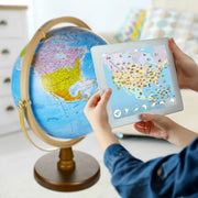 with Interactive APP & LED Illuminated Constellations at Night by SJSMARTGLOBE – Original, Wood, Blue, Model SJE-260-GASW2
