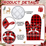 Sratte Christmas Oven Mitts, 12 Pack, Multicolored Plaid Santa Joy