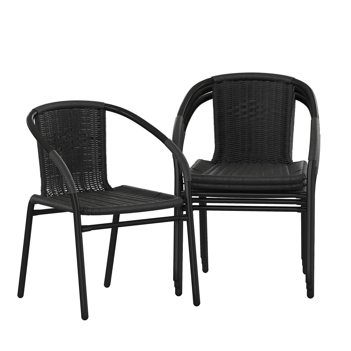 Flash Furniture Black / Set of 4 / Contemporary Patio Dining Chairs