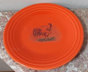 Fiesta Classic Rim Luncheon Plate - w/Chicken White Leghorn Rooster - Poppy - HLC USA