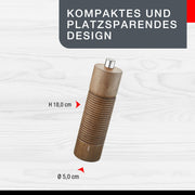 Salt or Pepper Mill by GEFU – Stainless Steel, Brown, Model 34648