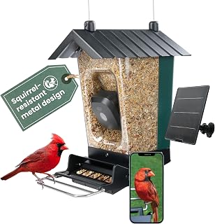 Perky-Pet Solar Powered Smart Bird Feeder with Camera, 3.2L Capacity | Squirrel-Resistant, Motion Activated 1080p HD WiFi Live Stream Camera, Forest Green, Camera Feeder Gift Idea, SPCAM, SPCAMSLR