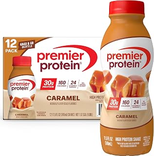 Premier Protein Shake, Caramel, 30g Protein, 1g Sugar, 24 Vitamins & Minerals, Nutrients to Support Immune Health 11.5 fl oz (12 Pack) Artwork Case