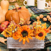 Dlerom Artificial Fall Arrangement, Wooden Crate Centerpiece, Orange