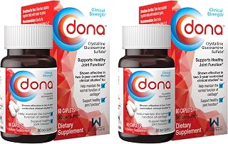Dona Crystalline Glucosamine Sulfate, 1500 Mg, Joint Supplement Pills for Knee Comfort & Joint Health Support, 1500 Mg, 60 Count (2 Pack).