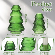 Leinuosen Glass Candlestick Set, Tree Shape, Green, 4 Pieces