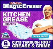 Mr. Clean Magic Eraser Foaming Sponge, Kitchen Grease Eraser, Dawn Cleaning Power, Oven Cleaner, Clean Scent, 6ct