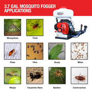 3HP Backpack Mosquito Fogger Leaf Blower 3.7 Gallon Tank Garden Sprayer (Turbo Fogger) by Tomahawk Power – Turbo Fogger (Standard), Red, Model TMD14