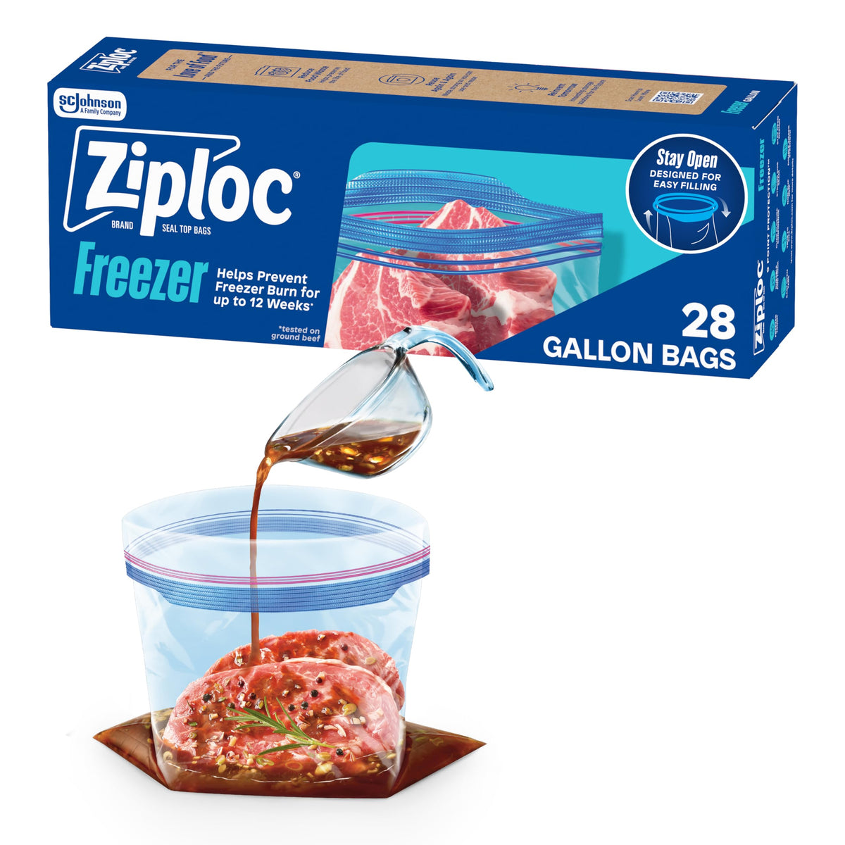 Gallon Freezer Bags by Ziploc – 28 Count (Pack of 1), 1.0 gallons, Polyethylene (PE), Blue, Model 351126