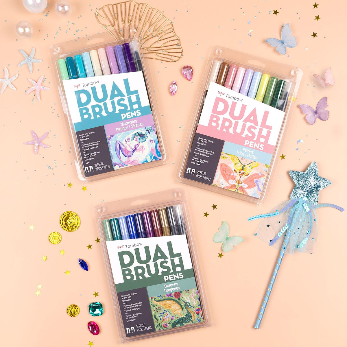 Dual Brush Pen Art Markers by Tombow – 1 Count (Pack of 10), Plastic (Body), Felt (Tip), Model 56256