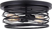 Canarm Ryland 2-Light Flush Mount Ceiling Light, 13-Inch with Black Metal Shade, Low-Profile Lighting, Easy Instal for Bedroom, Hallway or Living Room