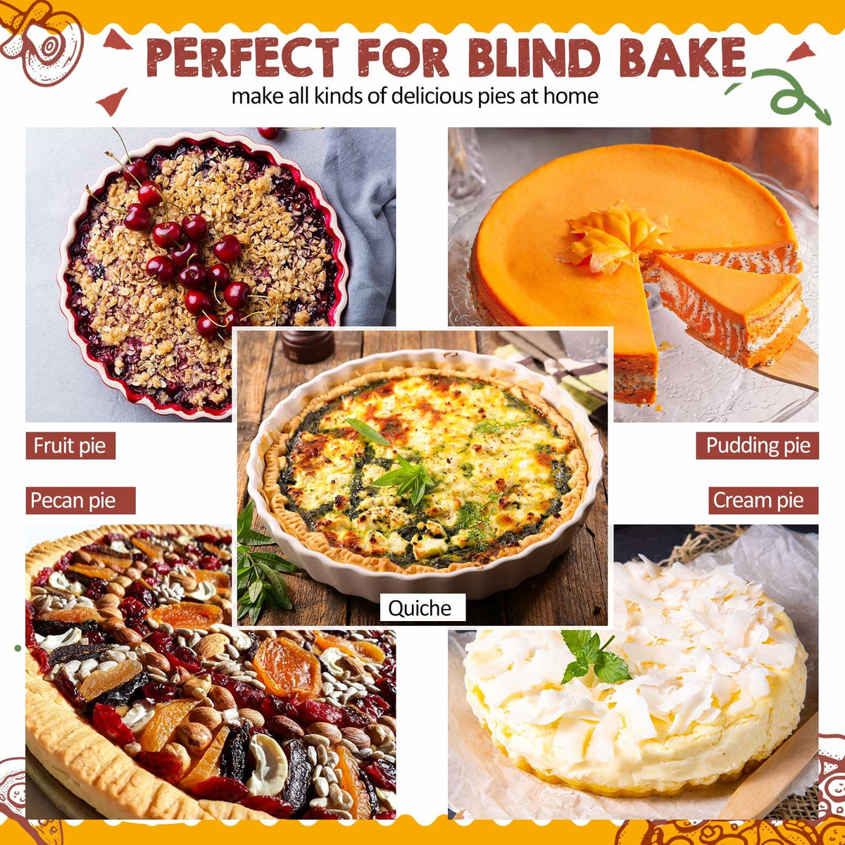 Patelai Stainless Steel Pie Weight with Disposable Liners, 8 Inch, 1 Weight and 50 Liners