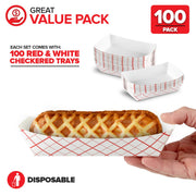 Medium Paper Food Boats (100 Pack) by Stock Your Home – 2 lb, 32.0 ounces, Paperboard, Red & White, Pack of 100