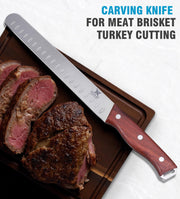 Naitesen Butcher Knife Set, 3 Piece High Carbon Steel, Redwood Handle