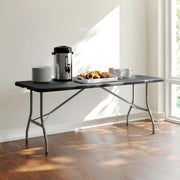 6 ft Plastic Bi-Fold Folding Table by Flash Furniture – 30"W x 72"L, Plastic, Metal, Plastic: Polyethylene, Black, Model RB-3072FH-BK-GG