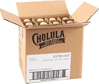 Cholula Hot Sauce, Extra Hot, Product of Mexico, Blend of Arbol & Piquin Peppers for Bringing Extra Hot Heat to Tacos, Eggs, Pizza and More, 5 fl oz (Pack of 12)