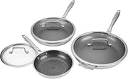 Cuisinart PURELYSEAR 6-Piece Stainless Steel Frying Pan Set with Glass Lids