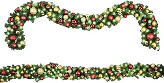 9' Sequoia Garland Decorated with The Traditional Ornament Collection Pre-Lit with Warm White LEDs