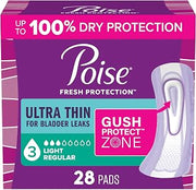 Poise Ultra Thin Incontinence Pads for Women, 3 Drop, 28 ct