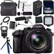 Panasonic Lumix DMC-FZ2500 Digital Camera (International Model) + Lithium Ion Battery + Charger + LED Light + 128GB SDXC Class 10 Memory Card + Tripod + Condenser Mic Bundle