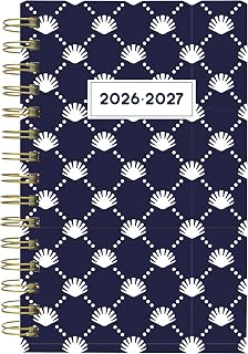 Blueline Essential Academic Daily/Monthly Planner, August 2026 to July 2027, Gold Twin-Wire Binding, Poly Cover, 8" x 5", Nautical Design, Shells (CA214PH.03)