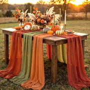 Boao Chiffon Table Runner, 12 x 118 Inches, Set of 6 in Yellow Orange and Maple Red