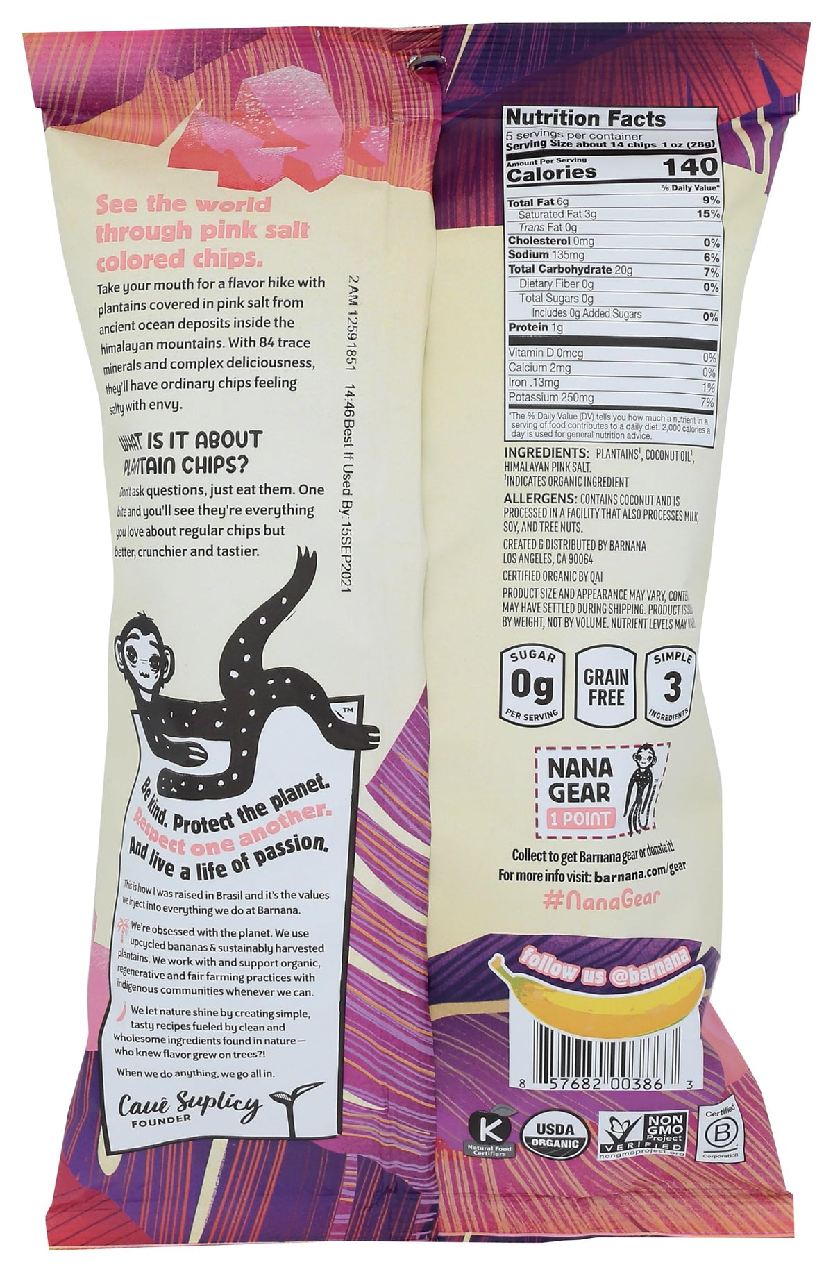 Barnana Himalayan Pink Sea Salt / 5 Ounce (Pack of 1) / All Dried Banana Chips