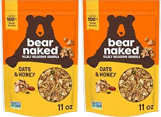 Bear Naked Granola Cereal, Whole Grain Granola, Breakfast Snacks, Oats and Honey, 11oz Bag (1 Bag) (Pack of 2)