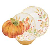 UP Melamine Dinnerware Set, 16 Piece Pumpkin Design, Service for 4, Orange
