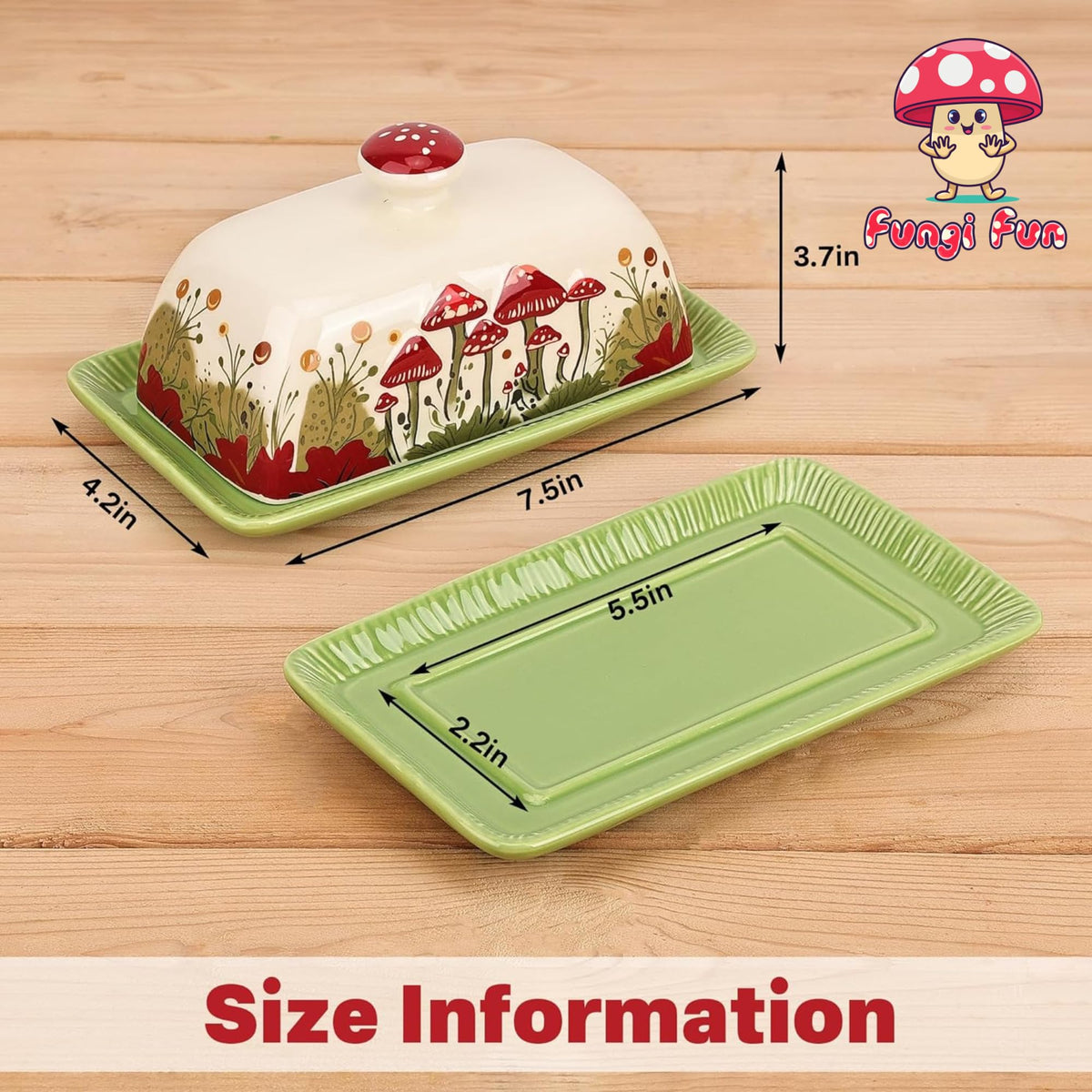 Fungi Fun Mushroom Butter Keeper, Ceramic, White
