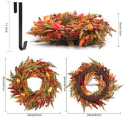 YNZGYQW Fall Wreath, 24 Inch, Brown Cattails Berries